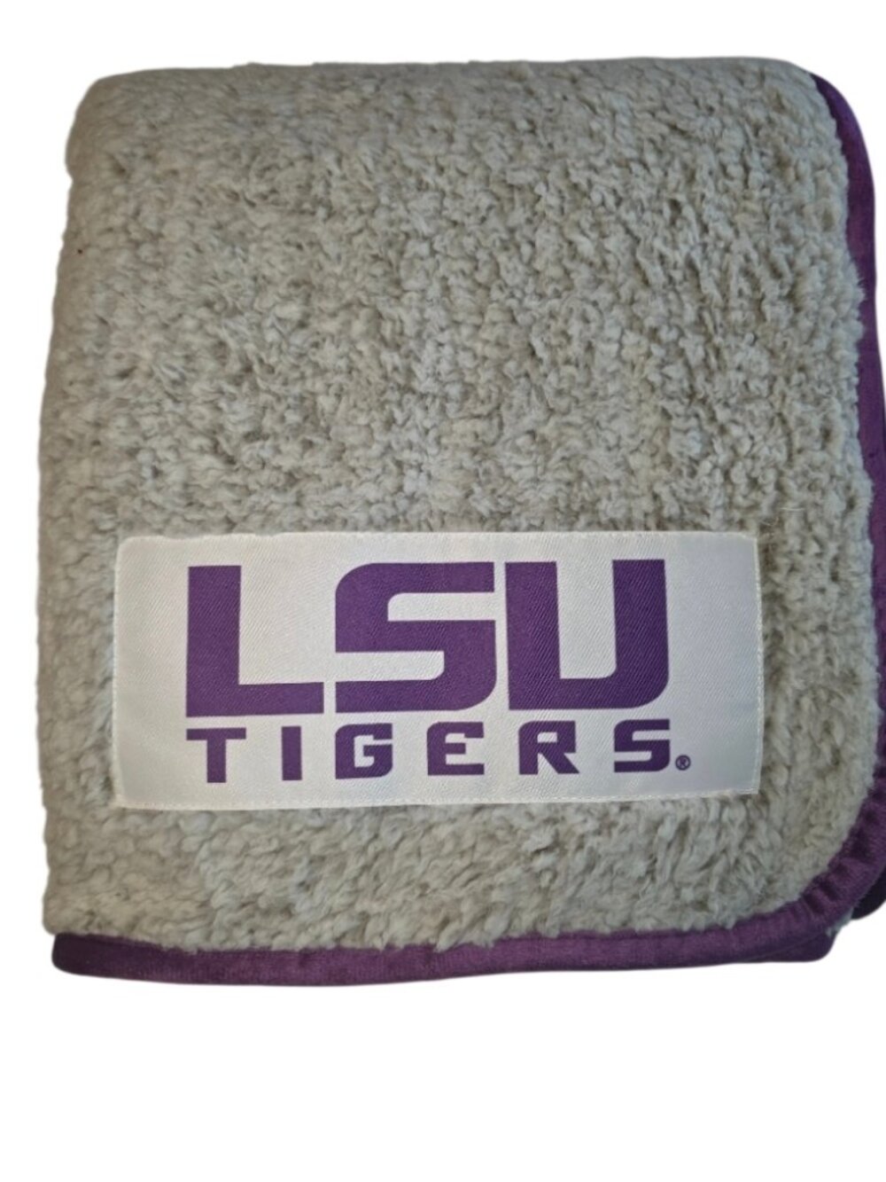 LSU Tigers Frosty Fleece Throw Blanket 50 by 60 Sherpa Blanket‎ Stitched Gray